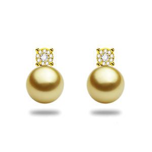 Golden South Sea Pearl Mirror Ball Stud Earrings