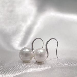 9-9.5mm White Japanese Akoya Pearl Drop Hook Earrings