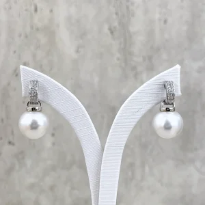 White South Sea Pearl Luminous Diamond Earrings