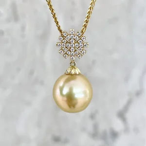 Golden South Sea Pearl Snowflake Pendant