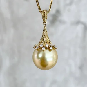 Golden South Sea Pearl Filigree Design Pendant